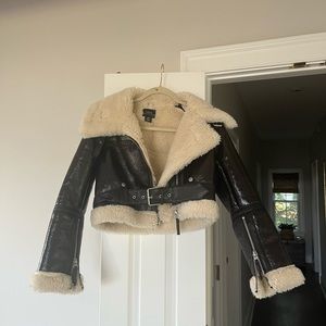 UO FAUX LEATHER SHERPA BIKER JACKET